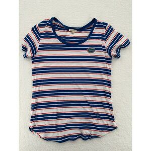 UG Apparel Florida Gators Striped T-Shirt Womens Large Blue Orange White NCAA